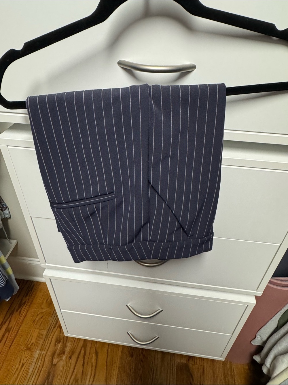 Express Navy Pinstripe Boot Cut Pants